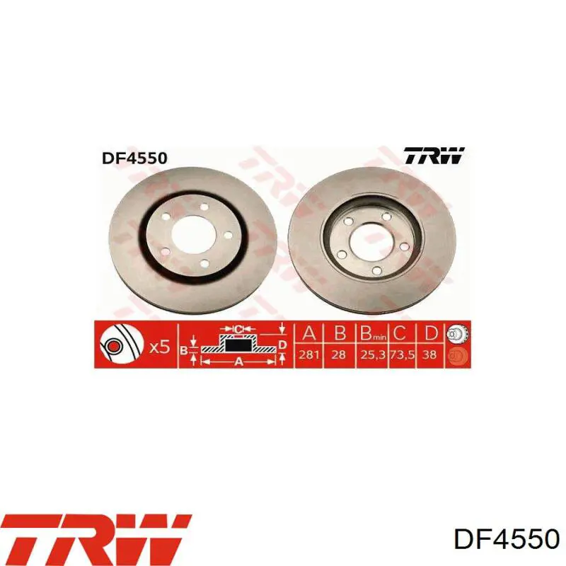 DF4550 TRW disco de freno delantero