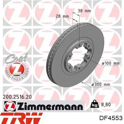 Disco de freno DF4553 TRW
