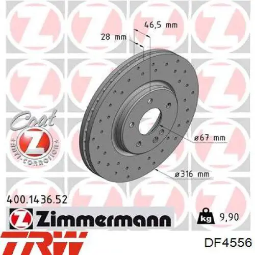 Frenos delanteros TRW DF4556 precio, desde 47,90 EUR