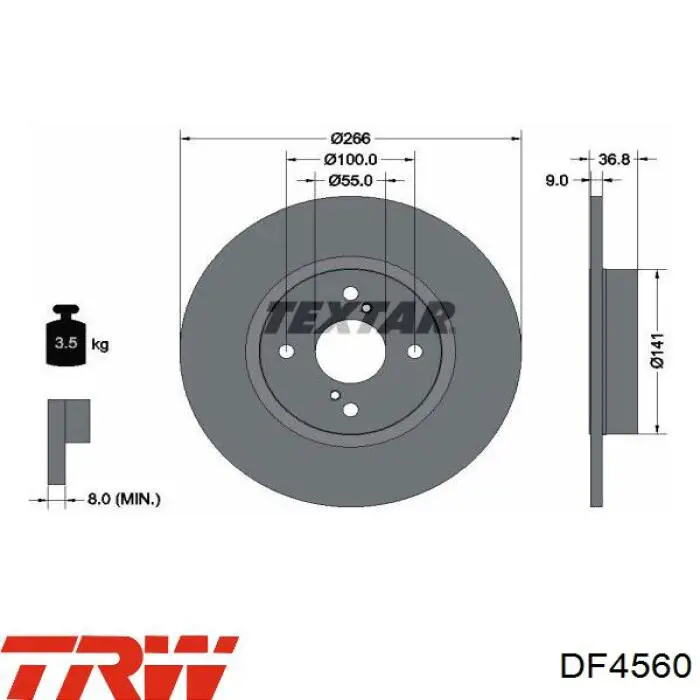 Comprar DF4560 TRW Disco de freno trasero
