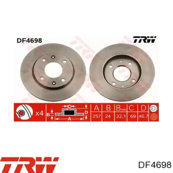Disco de freno DF4698 TRW