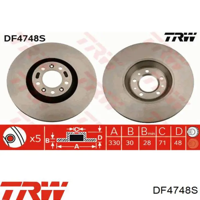 Frenos delanteros TRW DF4748S precio, desde 52,89 EUR