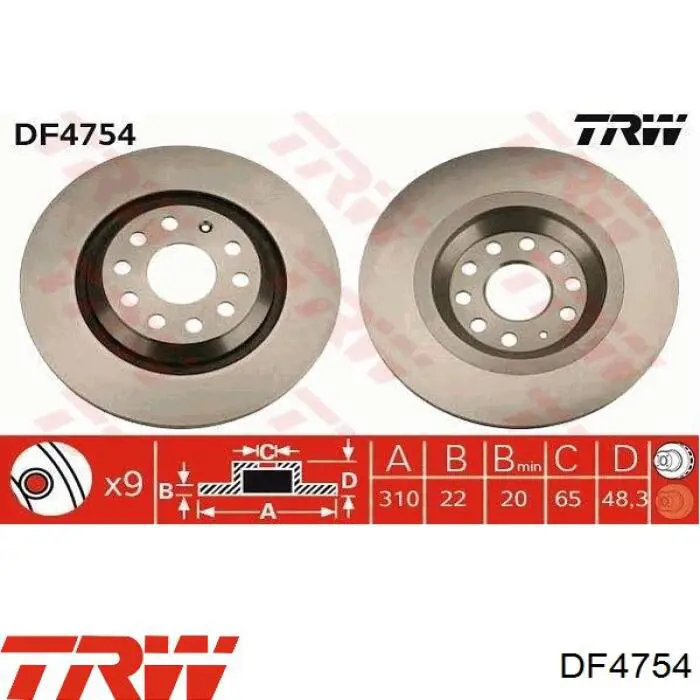 Comprar DF4754 TRW Disco de freno trasero