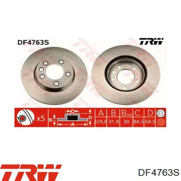 Disco de freno delantero TRW DF4763S