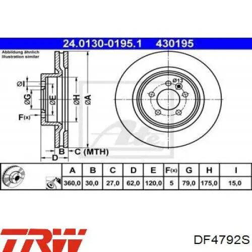 Comprar DF4792S TRW Freno de disco delantero