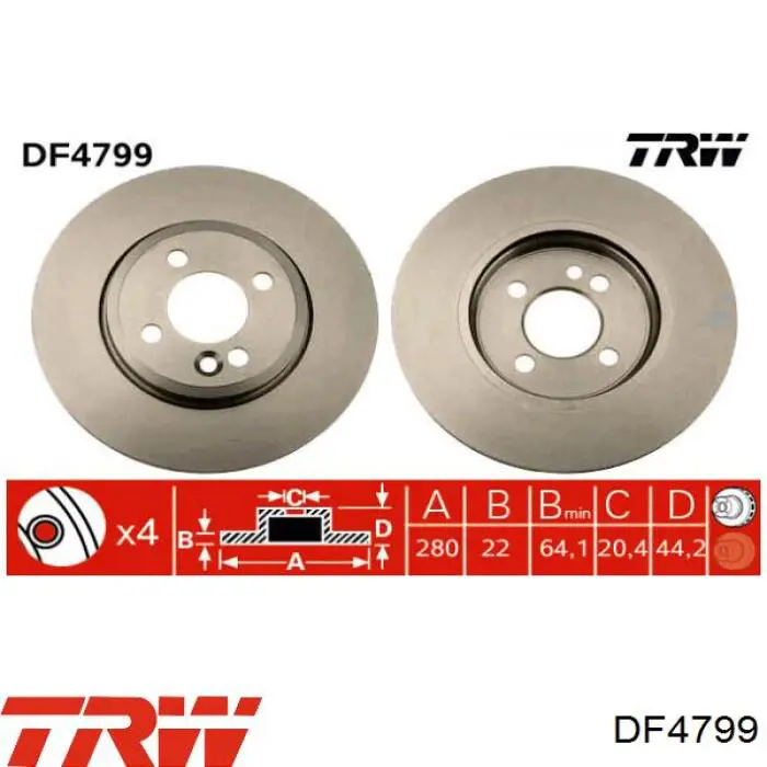 DF4799 TRW disco de freno delantero