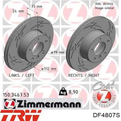 Disco de freno DF4807S TRW