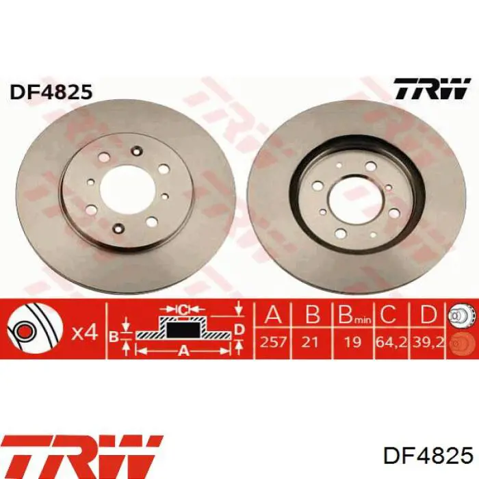 DF4825 TRW disco de freno delantero