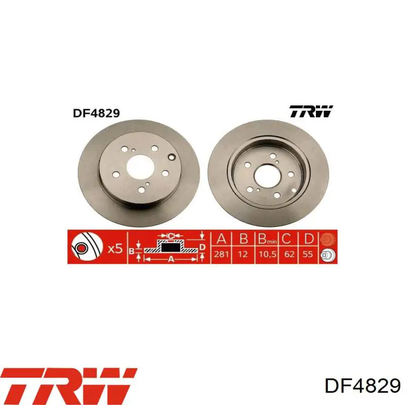 DF4829 TRW disco de freno trasero