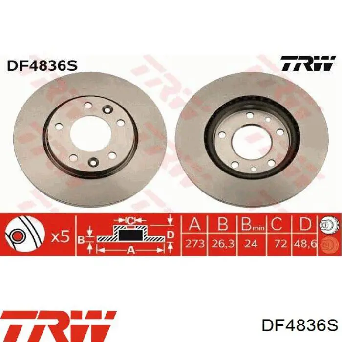 DF4836S TRW freno de disco delantero