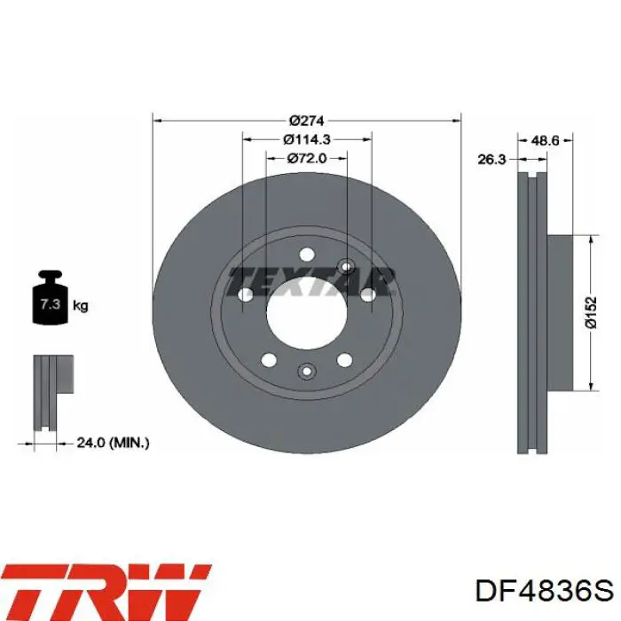 Disco de freno DF4836S TRW