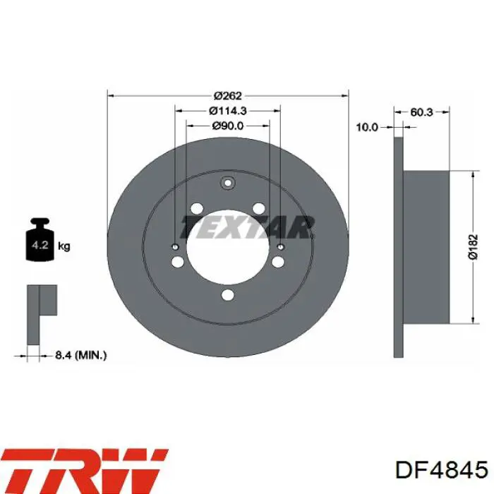 Comprar DF4845 TRW Disco de freno trasero