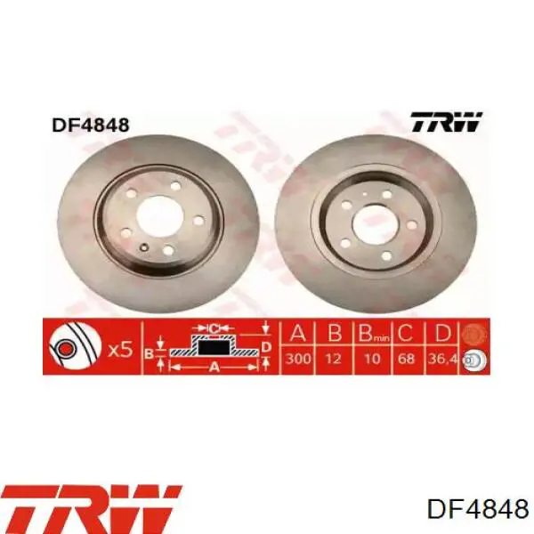 Disco de freno trasero TRW DF4848 precio, desde 41,25 EUR