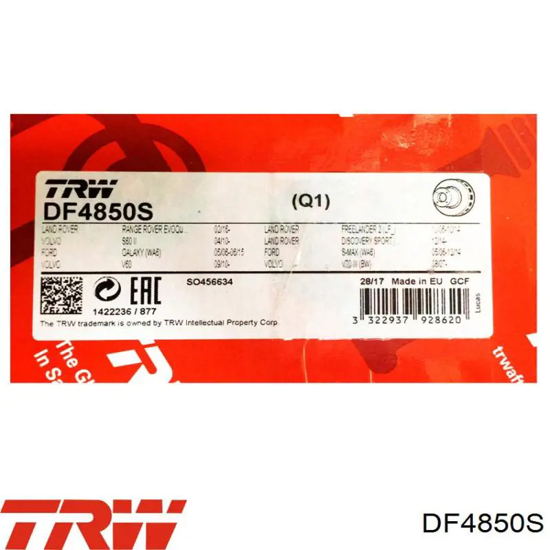 Disco de freno DF4850S TRW