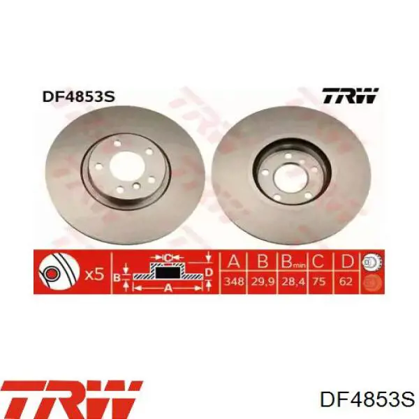 Disco de freno delantero TRW DF4853S