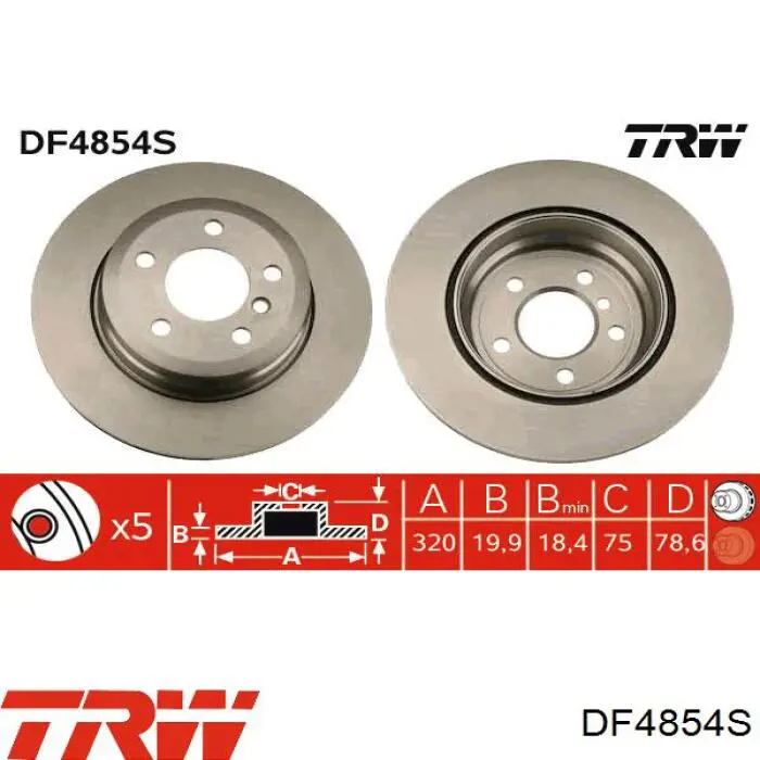 DF4854S TRW disco de freno trasero