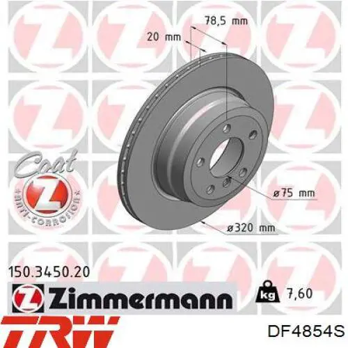 Comprar DF4854S TRW Disco de freno trasero