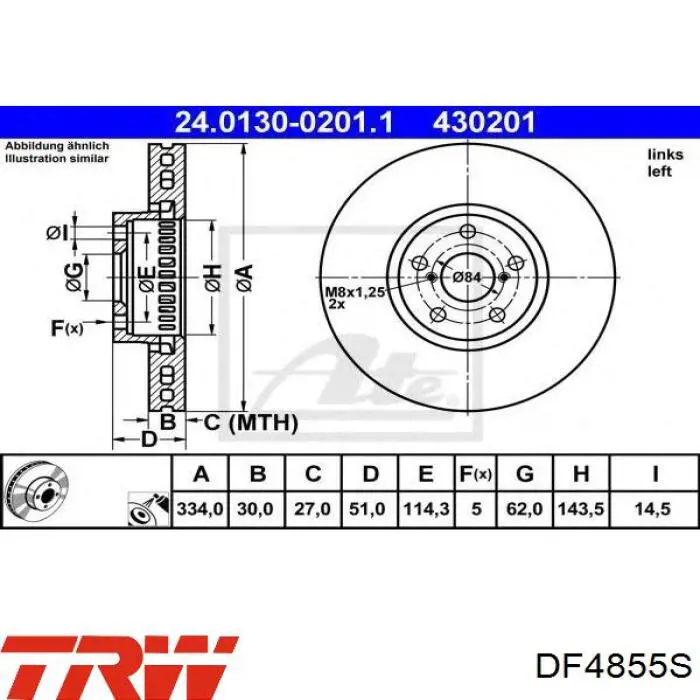 Disco de freno delantero TRW DF4855S