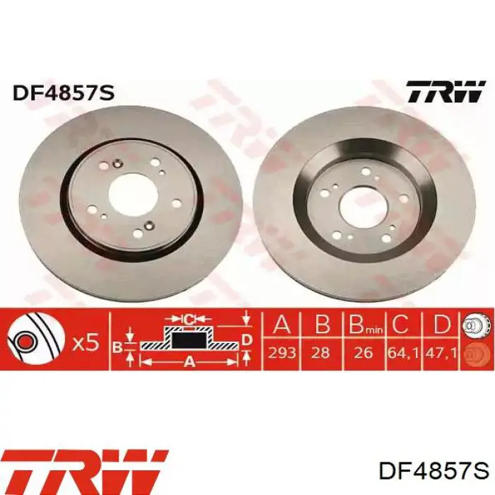 DF4857S TRW disco de freno delantero