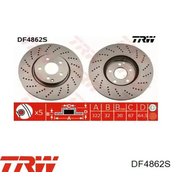 Disco de freno delantero TRW DF4862S
