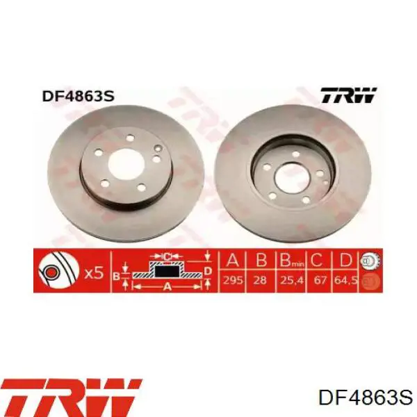 Disco de freno delantero TRW DF4863S
