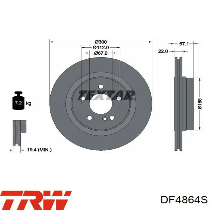 DF4864S TRW disco de freno trasero