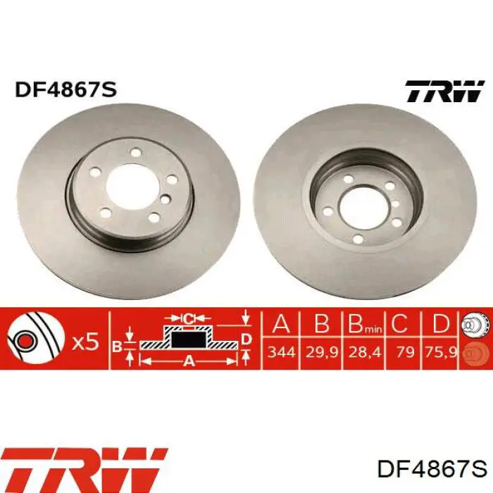 DF4867 TRW disco de freno delantero