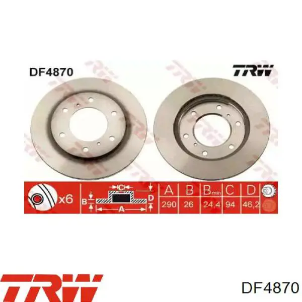 Disco de freno DF4870 TRW
