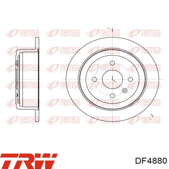 Disco de freno trasero DF4880 TRW