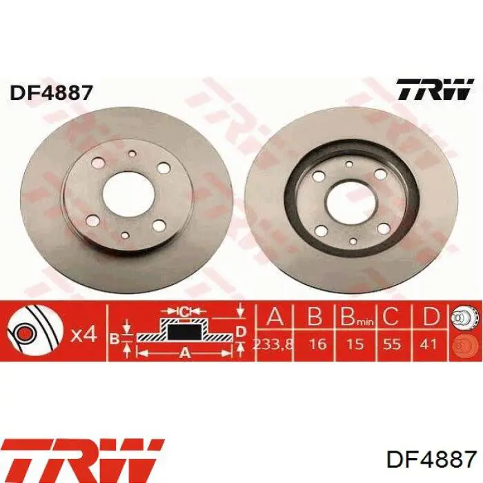 DF4887 TRW disco de freno delantero