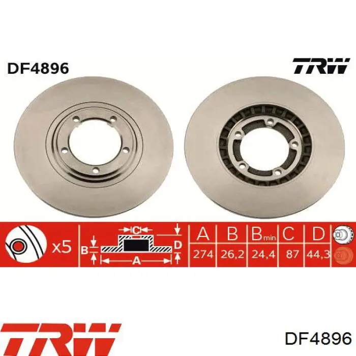 DF4896 TRW disco de freno delantero