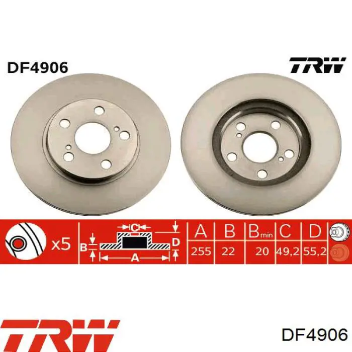 DF4906 TRW disco de freno delantero