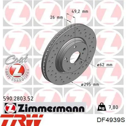 Disco de freno delantero TRW DF4939S