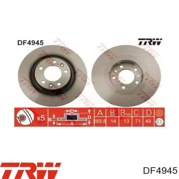 DF4945 TRW Freno de disco trasero