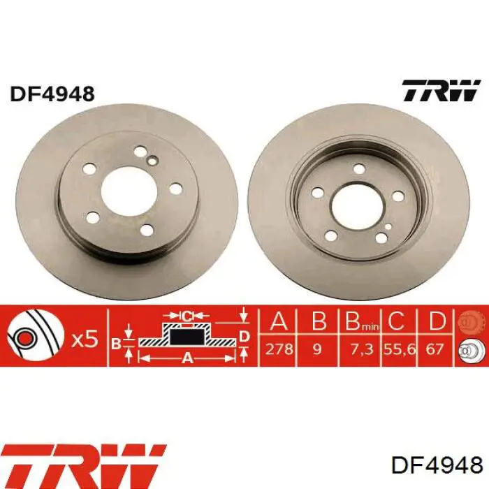 6051442 Kraft disco de freno trasero