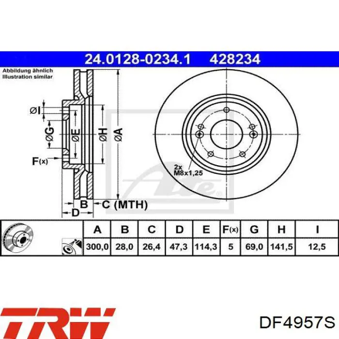 Disco de freno DF4957S TRW
