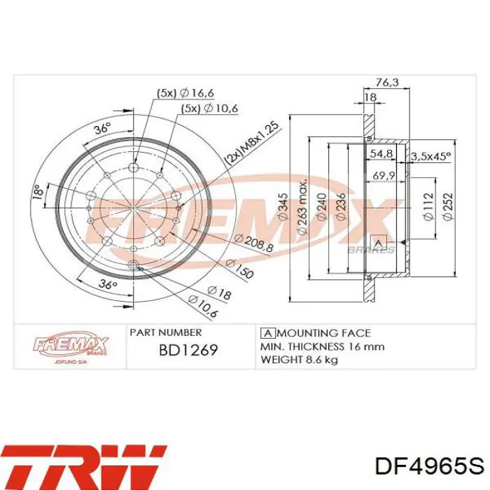 Disco de freno trasero Japan Parts DP237C precio, desde 54,52 EUR