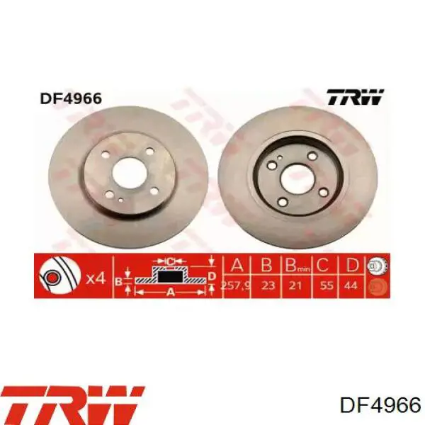 Disco de freno delantero TRW DF4966
