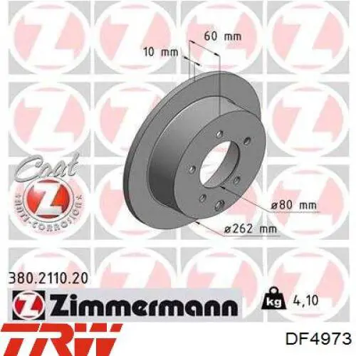 Comprar DF4973 TRW Disco de freno trasero