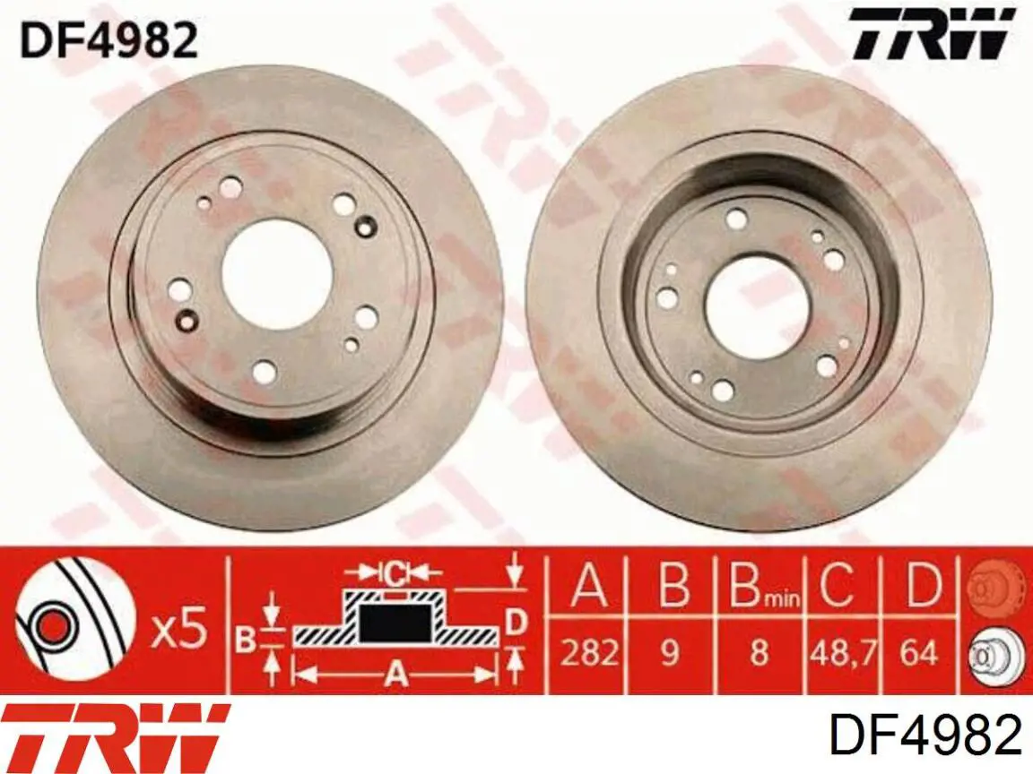 DF4982 TRW disco de freno trasero