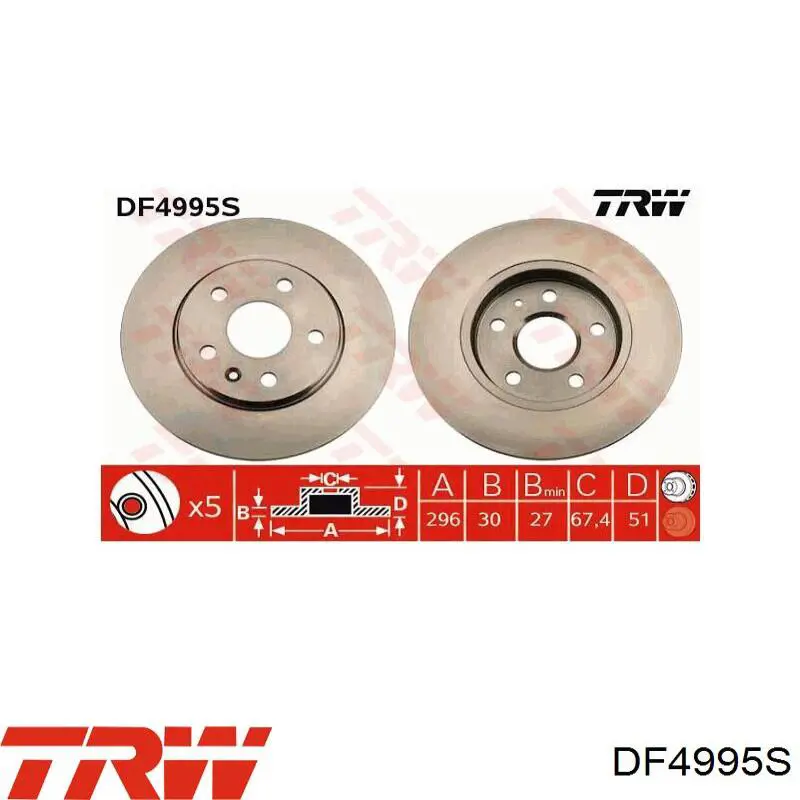 DF4995S TRW disco de freno delantero