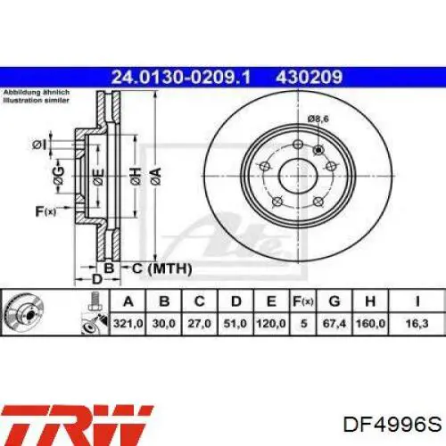 Comprar DF4996S TRW Freno de disco delantero