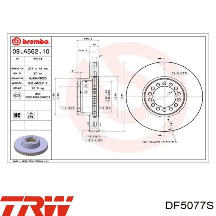 Freno de disco delantero para Iveco Eurocargo 