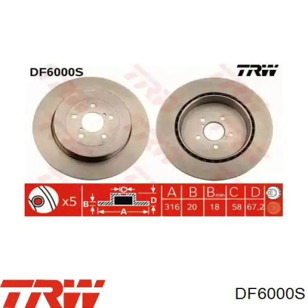 Comprar DF1194 TRW Disco de freno trasero