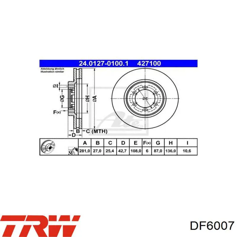 DF6007 TRW freno de disco delantero