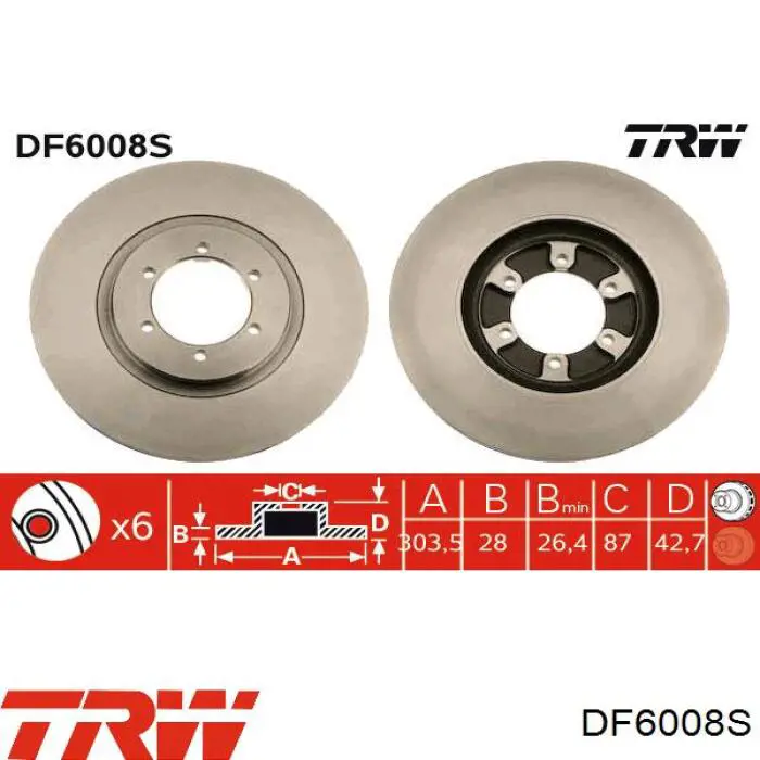 DF6008S TRW freno de disco delantero