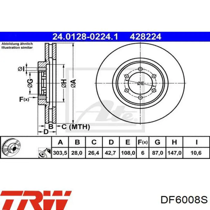 Disco de freno DIH22C Japan Parts