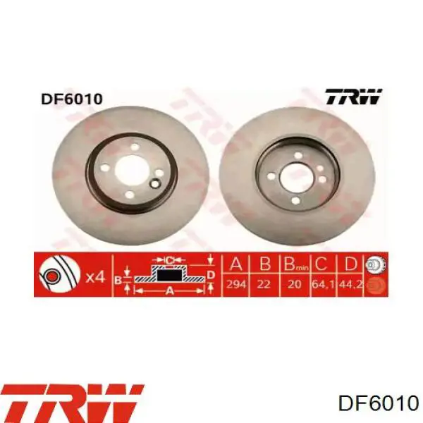 Disco de freno DF6010 TRW