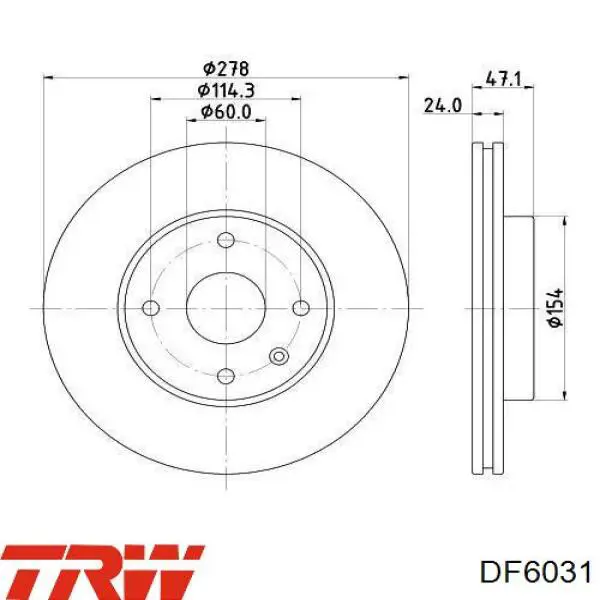 Comprar DF6031 TRW Freno de disco delantero