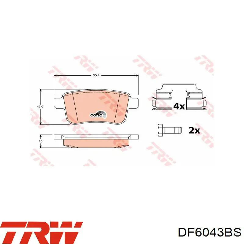 Disco de freno trasero DF6043BS TRW